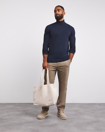 Navy Cotton Roll Neck