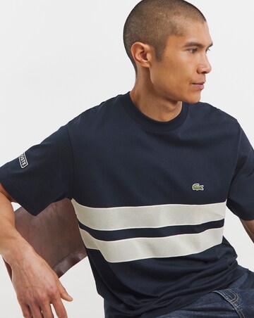 Lacoste Short Sleeve Tennis Chest Stripe T-Shirt - Navy