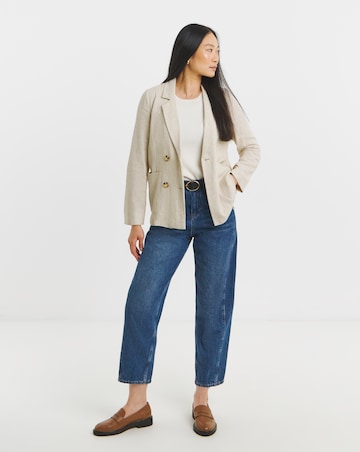Linen Unlined Double Breasted Blazer