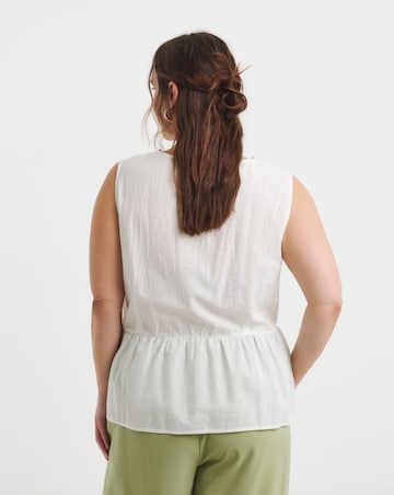 Simply Be White Tie Front Cami With Scallop Edge