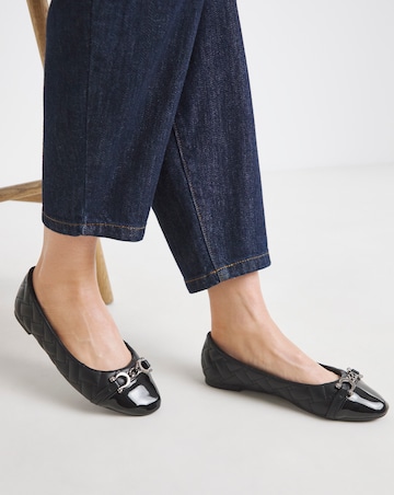 Ari Quilted Ballerinas With Trim - Wide Fit (E)