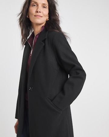 Black Single Breasted Longline Lined Coat