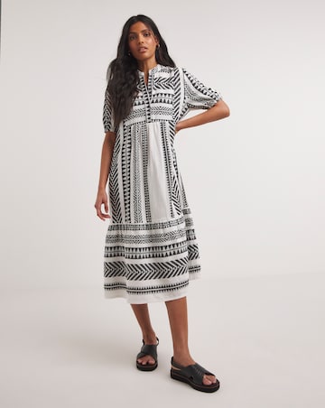 Cotton Jaquard Smock Dress