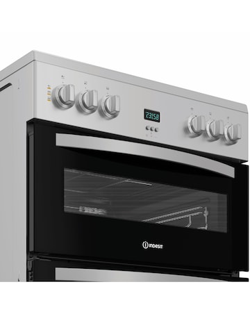 Indesit IDE6VDCS1 60cm Electric Double Cooker Ceramic Hob - Silver + Install