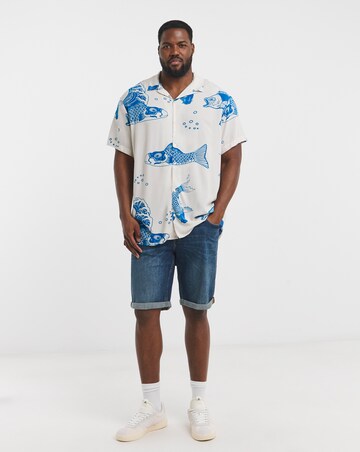 Jack & Jones Jeff Koi Print Shirt - Blue/White