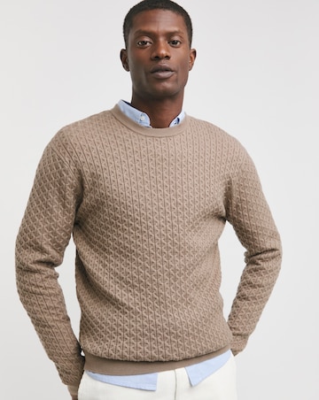 Stone Soft Touch Cable Crew Neck Jumper