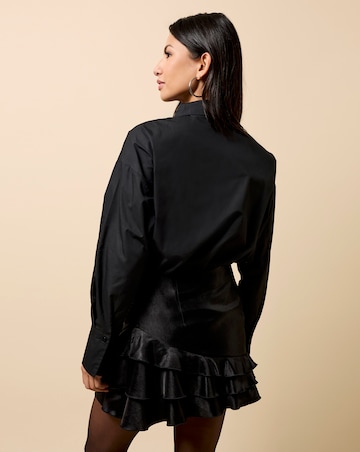 Little Mistress Black Embellished Trim Detail Shirt