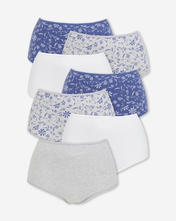 Pretty Secrets (7 Pack) Cotton Full Fit Knickers Blue Floral