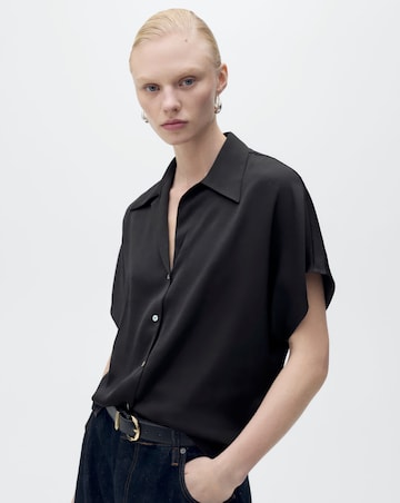 Mango Short-Sleeved Satin Shirt