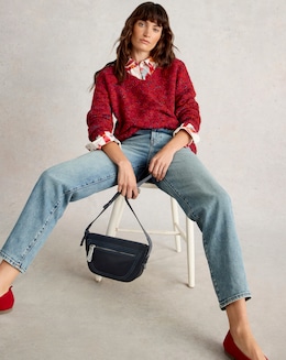 White Stuff Textured V Neck Jumper