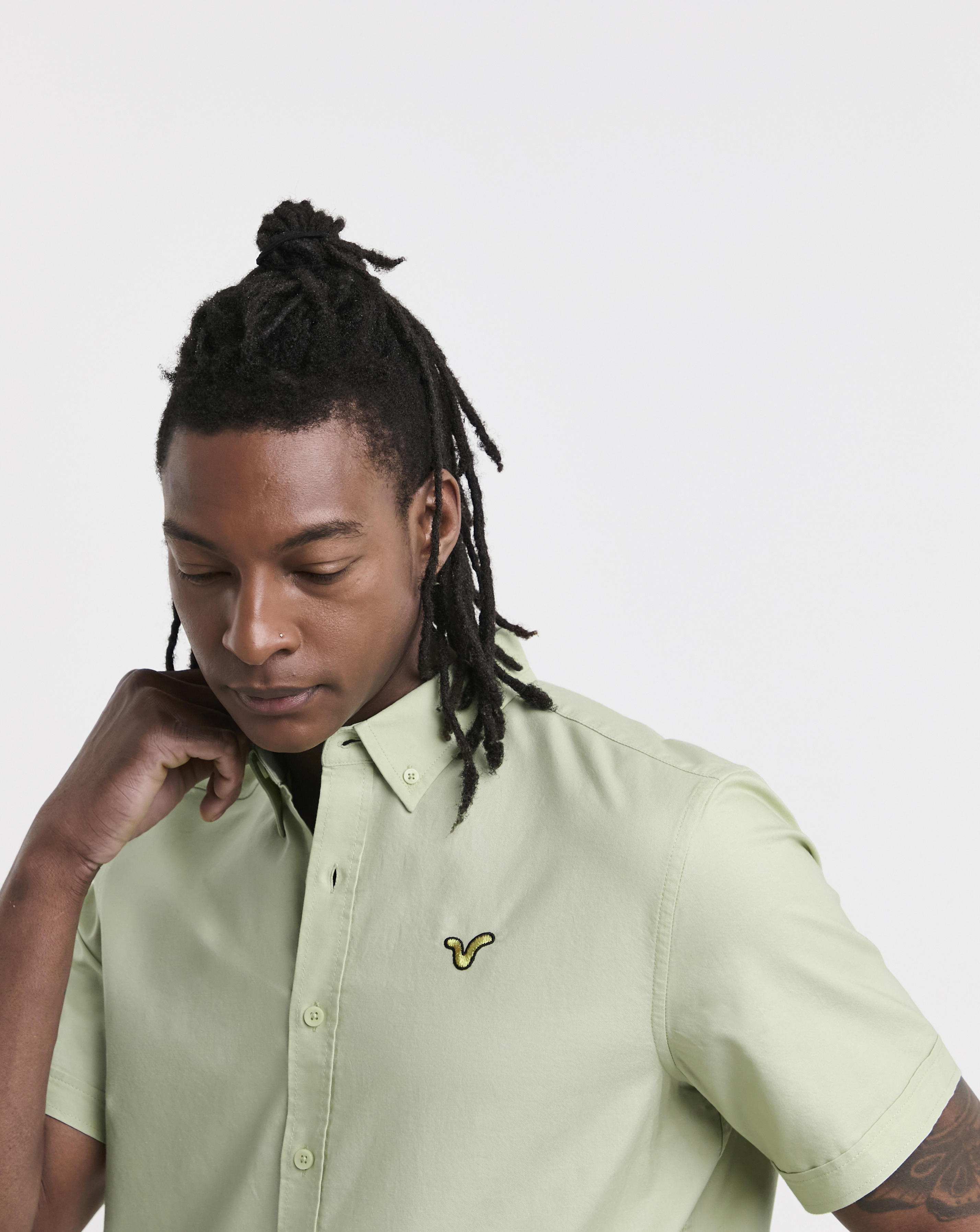 Voi Plain Oxford Short Sleeve Shirt Long Length