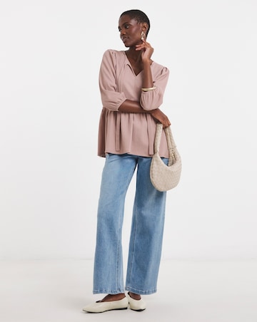 Blush Bow Blouson Peplum Top