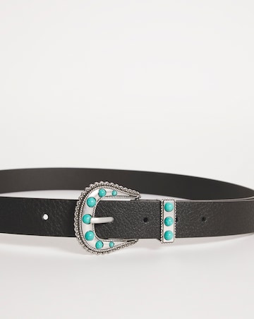 Western Coloured Stone Buckle Detail Belt