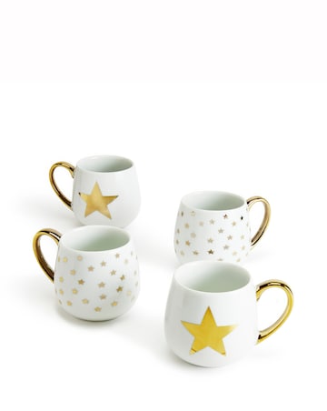 Waterside Gold Star Set of 4 Hug Mugs