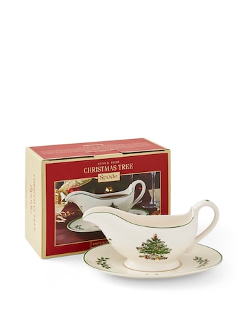 Spode Christmas Tree Gravy Boat and Stand