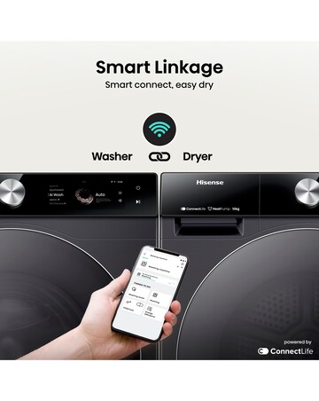 Hisense 7 Series DH7S107BB AI Wifi-enabled 10kg Heat Pump Tumble Dryer - Black