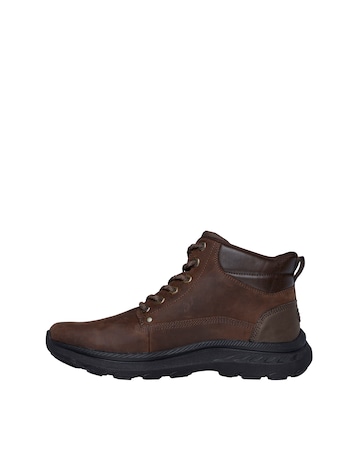 Skechers Smooth Toe Leather Lace Up Slip-Ins Boot - Brown