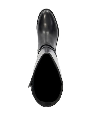 Dune Tatter Black Leather Stretch-Back Knee-High Boots Standard Fit