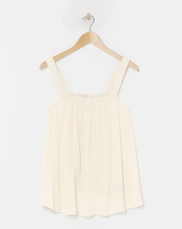 Simply Be Ecru Crinkle Ruched Strap Cami