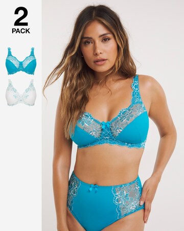 Pretty Secrets 2 Pack Ella Lace Full Cup Non Wired Bras B-H