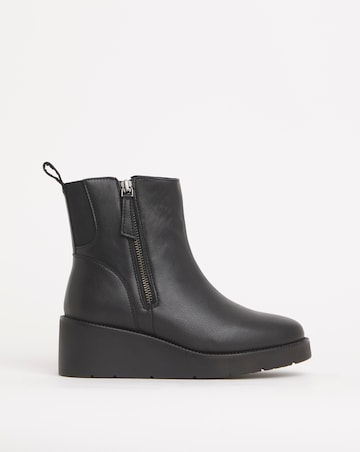 Rene Zip Detail Wedge Ankle Boots Extra Wide EEE Fit