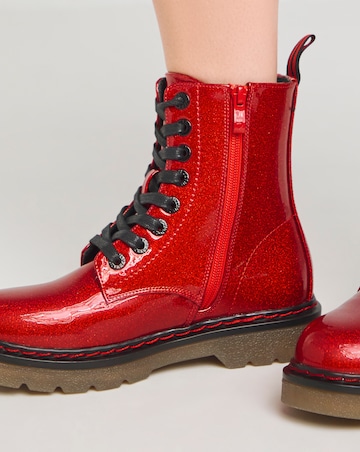 Heavenly Feet Justina Lace Up Chunky Boot Wide E Fit