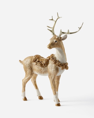 Gisela Graham Gold Resin Stag with Garland