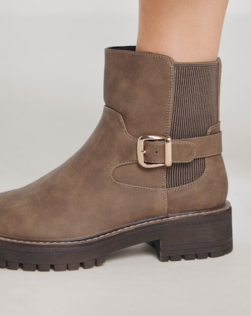 Heavenly Soles Blake Ankle Chelsea Boots with Buckle Detail - Wide Fit (E)