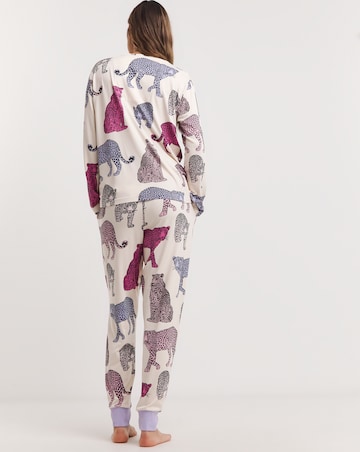 Chelsea Peers Jersey Leopard Print Crew Pyjama Set