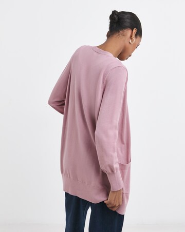 Pink Longline Edge To Edge Cardigan