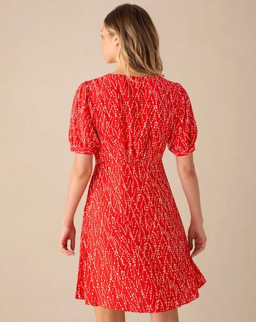 Ro&Zo Red Print Shirred Shoulder Short Dress