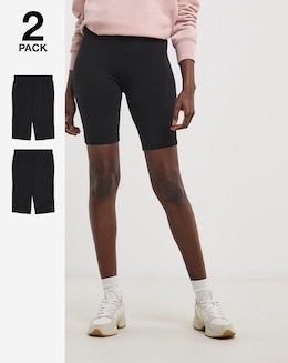 2 Pack Black Cotton Cycling Shorts