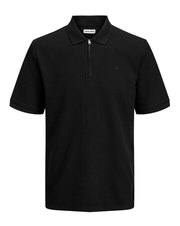 Jack & Jones Austin 1/4 Zip Waffle Polo - Black