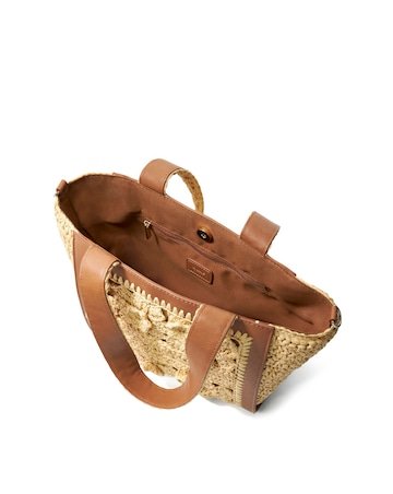 Dune Daisy Floral Raffia Tote Bag