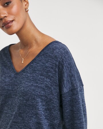 Navy V Neck Soft Touch Longline Top