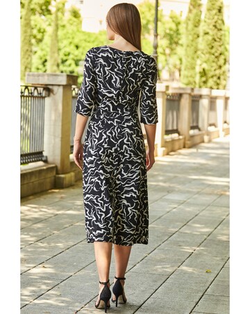 Sosandar Abstract Print Midi Dress with Keyhole Detail