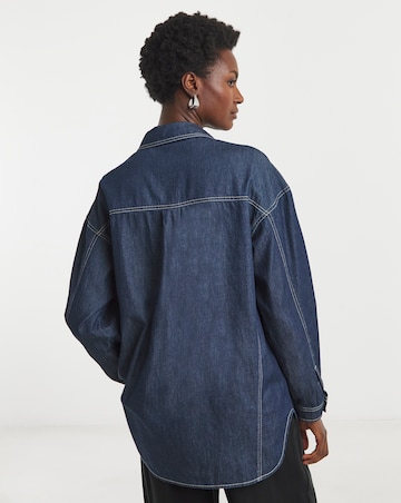 Pure Cotton Dark Blue Relaxed Denim Shirt