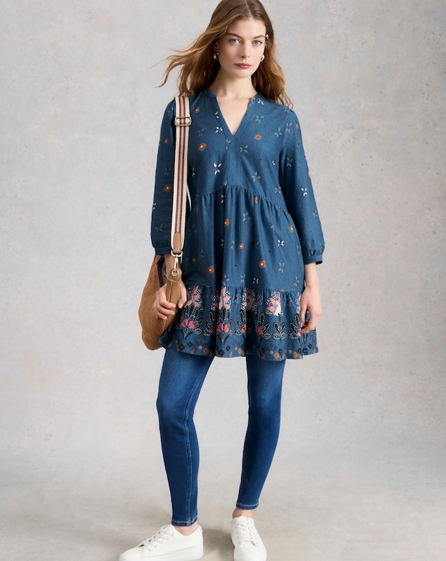 White Stuff Marta V-Neck Tiered Tunic Dress