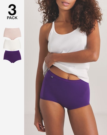 Sloggi (3 Pack) Cotton Basic Maxi Knickers Purple Mix