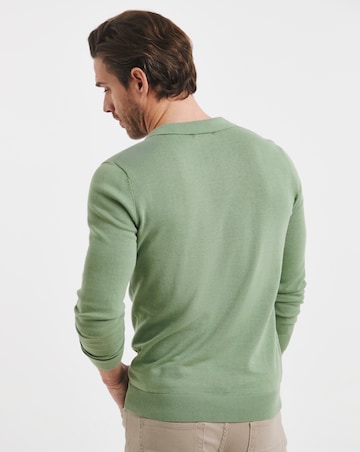 Green Knitted Trophy Neck Polo
