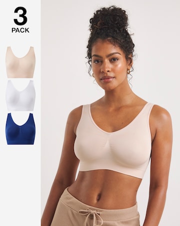 Pretty Secrets (3 Pack) Seamless Comfort Tops (Fits Up To D) Navy/Blush/White