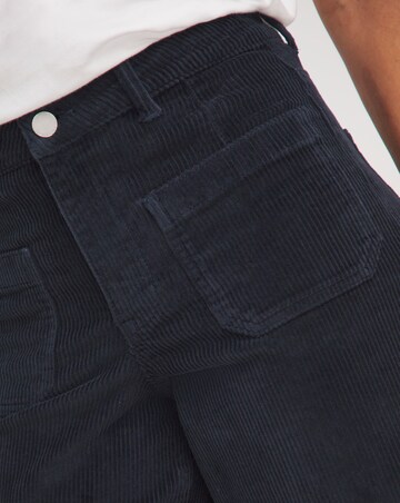 Navy Cord Pocket Front Wide Leg Jeans