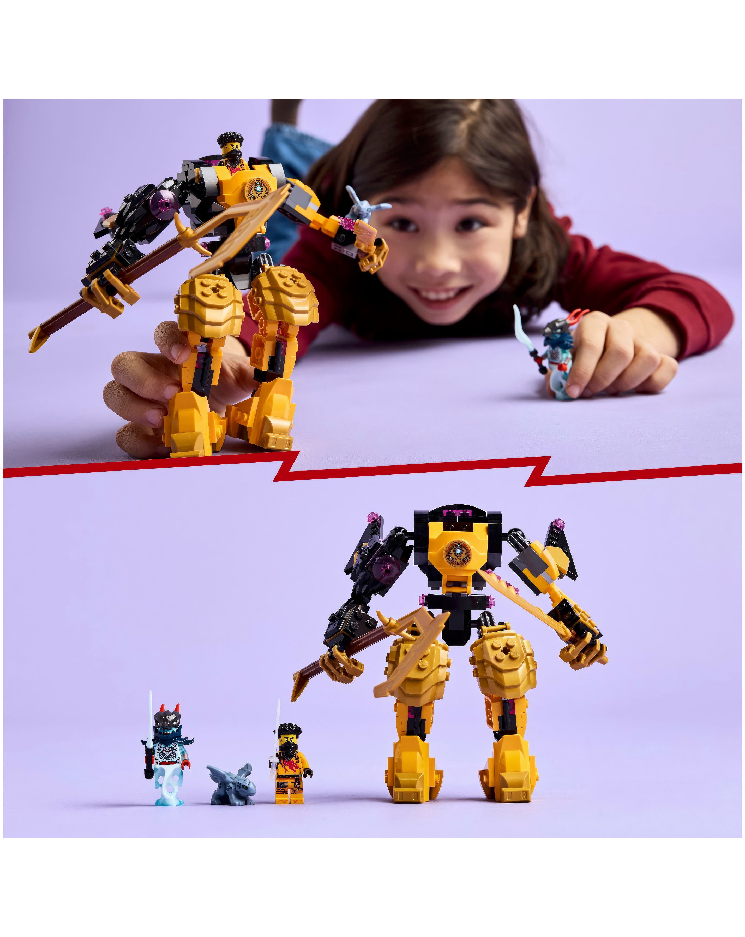 LEGO NINJAGO Arin's Spinjitzu Battle Mech Toy Set with 2
