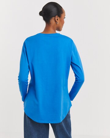 Bright Blue Longline Curved Hem Top
