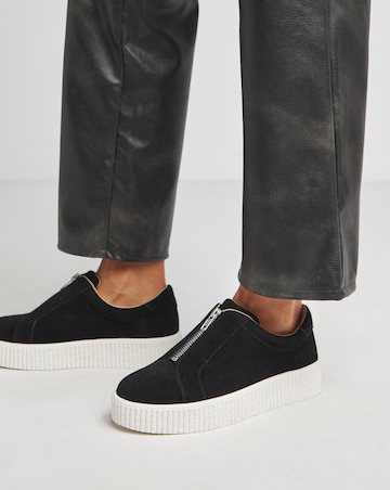 Meridian Zip Up Leather Trainer - Extra Wide Fit (EEE)