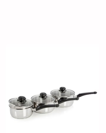Swan Townhouse 3 Piece Stainless Steel Saucepan Set