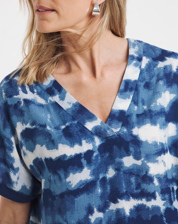 Woven Front V Neck Longline Top