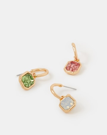 Accessorize 3-Pack Gem Drop Hoop Earrings