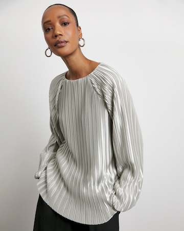 Joanna Hope Plisse Blouse With Balloon Sleeves