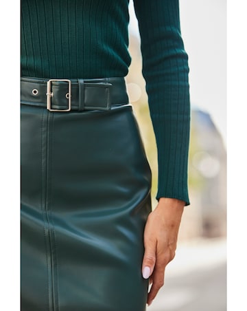 Sosandar Faux Leather Skirt
